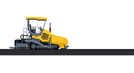 Obraz premium Yellow Asphalt Paver Machine Laying New Road Surface Isolated on White Background