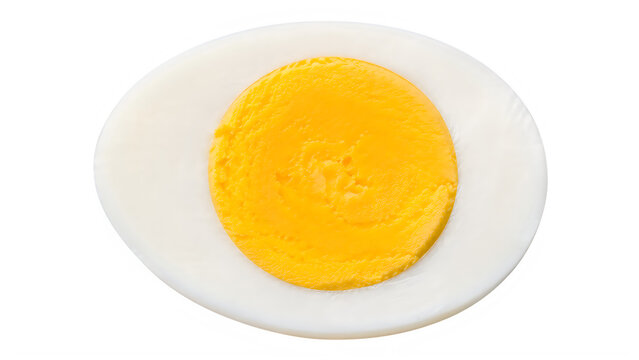 Sliced hard boiled egg isolated on a white background with a clean minimalist style