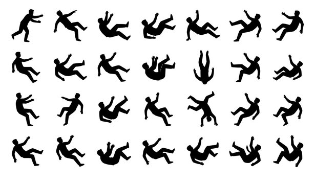 Hand Drawn Falling Man Silhouette Vector Illustration Collection