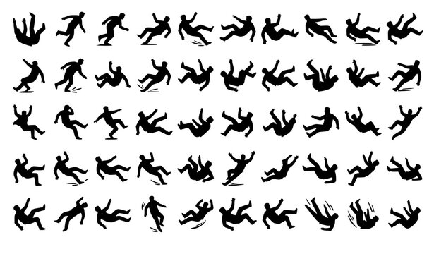 Premium Hand Drawn Falling Man Silhouette Vector Bundle