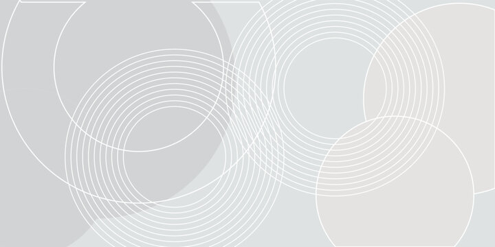 Minimalist gray background with circular patterns. The background is gray with a smooth texture and white concentric circles. Circle pattern background vector. Gray background.