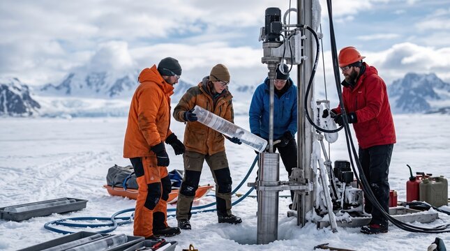 Scientists drill ice core in arctic research expedition