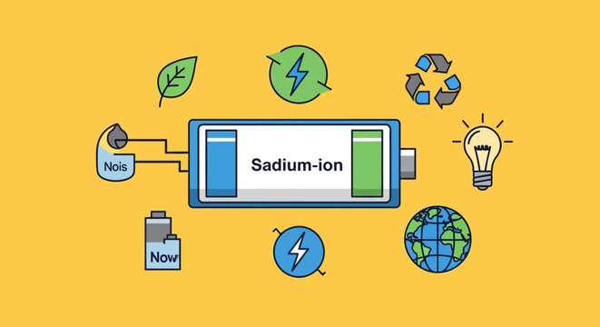sodium ion battery eco friendly technology icon set