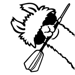 Fototapeta premium A cool llama with oversized sunglasses casually holding a dart in its mouth – effortlessly badass. Perfect for darts lovers, animal fans and anyone who appreciates swagger with a fluffy twist.