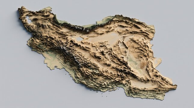 Opened ingredient3D Topographic Elevation Map of Iran Showing Detailed Physical Terrain and Mountains