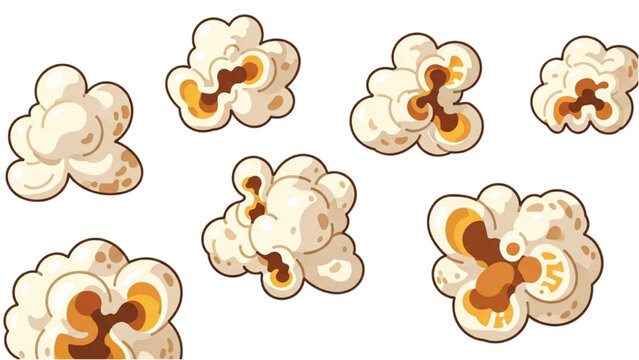 A 2D Vector Illustration of popcorn pieces scattered on a surface