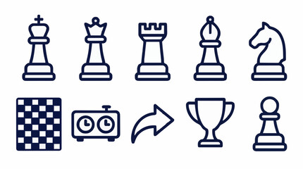 Professional chess strategy and victory icon set © Farrel Lexxy