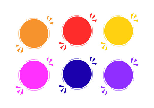 Colorful Circular Badges With Decorative Sparkle Elements