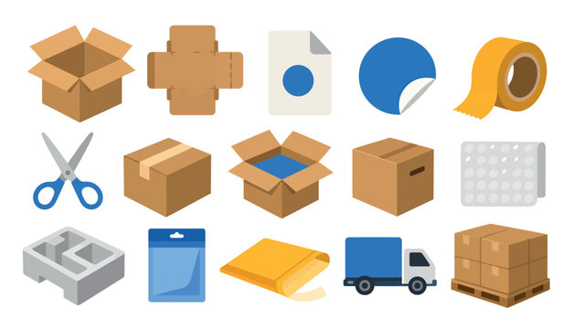 Cardboard boxes and packaging materials.