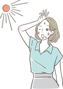 日差しが暑く困る女性