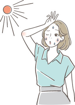 日差しが暑い女性