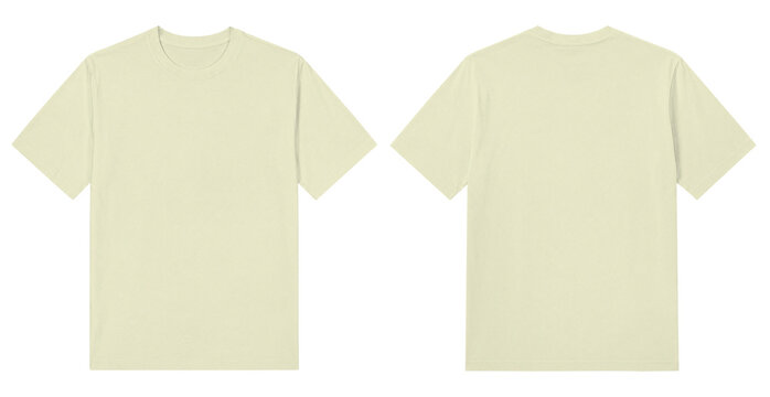 Ivory Cream T-Shirt Mockup Front and Back View Isolated on Minimalist Background flat lay style