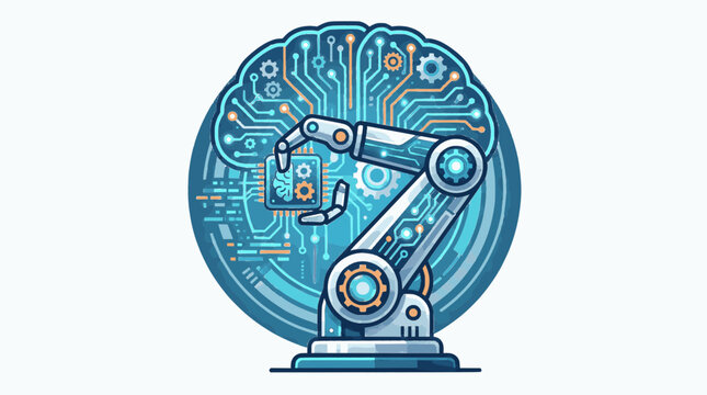 Modern AI robotics vector icon with automation technology.