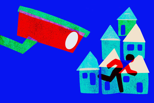 Security camera in urban setting illustration