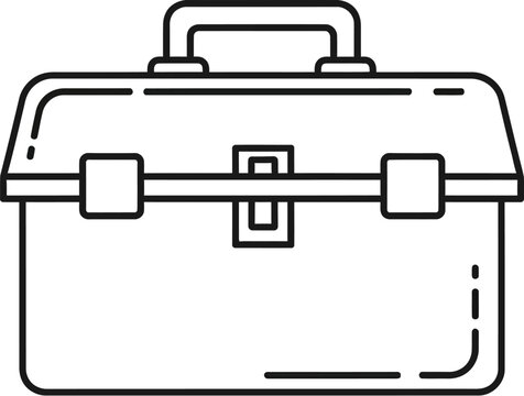 Minimalist toolbox line icon vector, industrial tool box outline illustration, professional equipment storage container for construction and repair