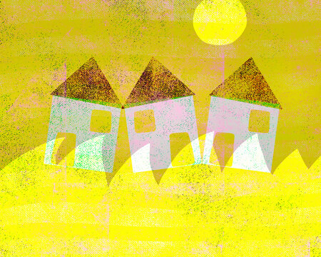 Global warming illustration showing environment and climate change