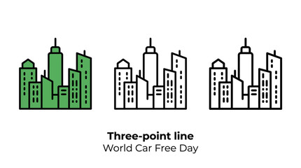 Fototapeta premium City Skyline Icon Set for World Car Free Day