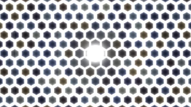 Dynamic pattern of hexagonal shapes with bright center