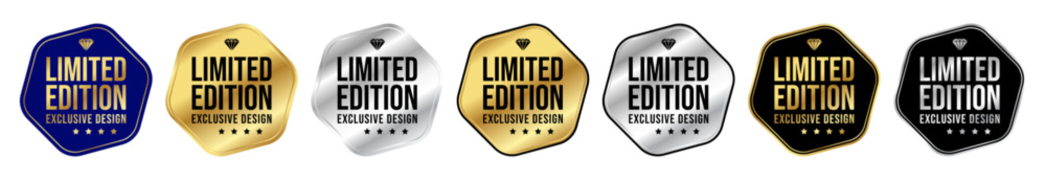 Limited Edition Exclusive Design Badge Set Gold Silver Blue Black Premium Luxury Label Collection Pack