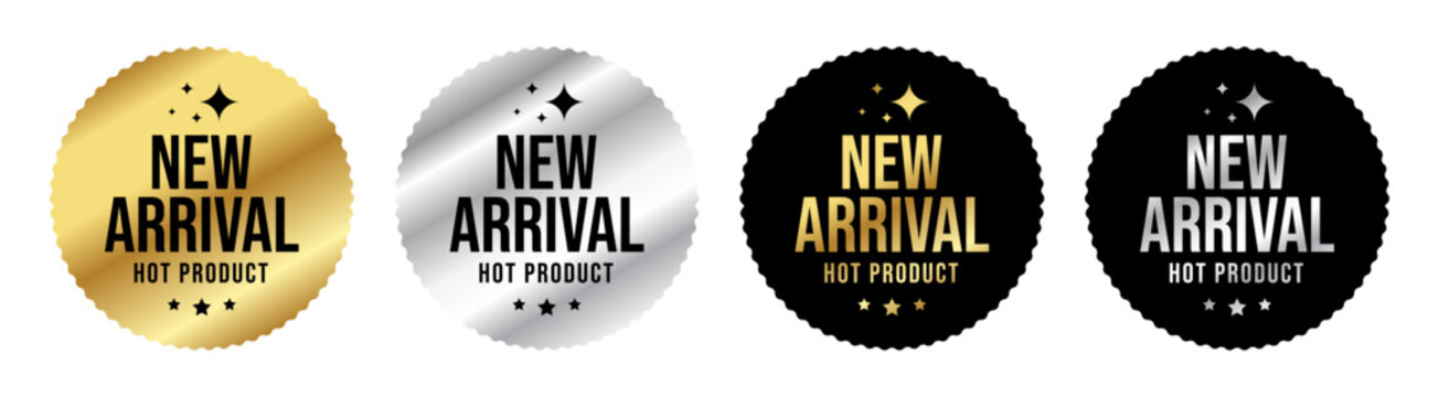 New Arrival Hot Product Badge Set Gold Silver Black Premium Retail Promotion Label Collection Design