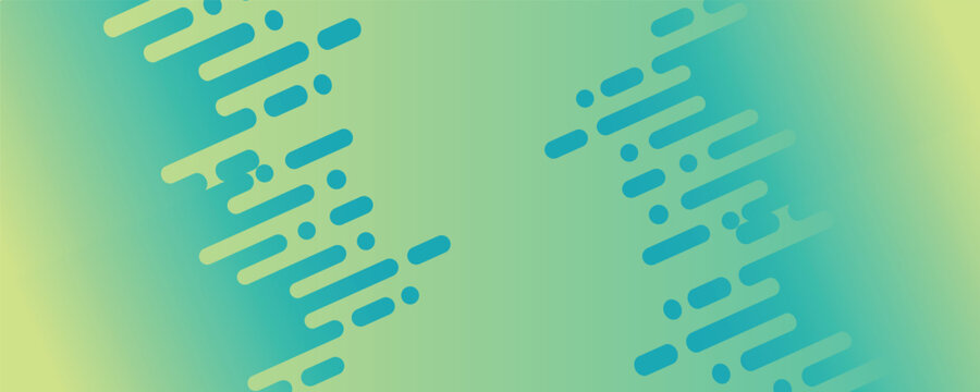 Abstract minimalist banner background featuring dynamic rounded diagonal speedlines and dots transition on a green gradient backdrop.