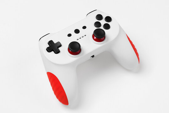 White wireless joypad isolated on white background