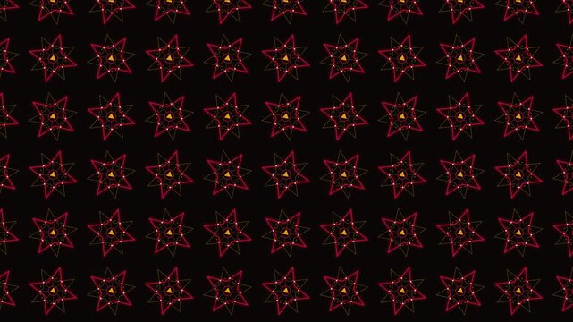 Cyberpunk Islamic Geometric Tessellation 4K Loop - Cyber HoloRosette Infinity 47 (Triangular Hexagram Star) in Crimson Hack Laser (Laser Crimson Red, Warning Orange, Amber, Cyber Carbon Black). F