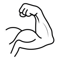 Fototapeta premium Strong Muscular Arm Flexing Biceps Line Icon Vector Fitness Strength Bodybuilding Symbol Isolated on White Background