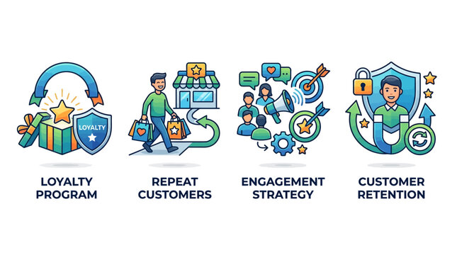 Businessman implements customer retention and engagement strategy for loyalty program and repeat customers