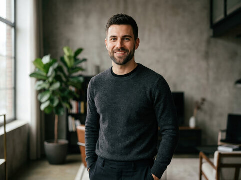 beard on a happy fac smiling confident man portrait