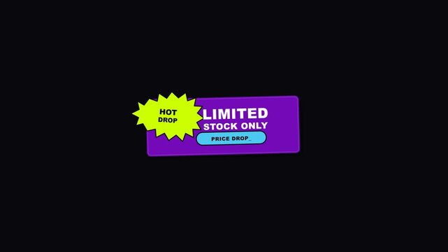 4K Y2K Streetwear Sticker Sale Animation - Modern Flat E-Commerce Starburst Badge and Pop Promo Label Loop
