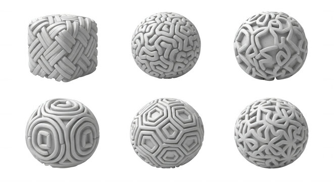 assorted 3d modeled geometric shapes on a white background design options likely for creative visuals
