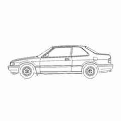 Fototapeta premium Vintage Coupe Car Outline Vector