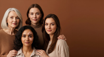 Fototapeta premium A group of diverse women of different ages, a beautiful concept of femininity, community, and beauty through all stages of life