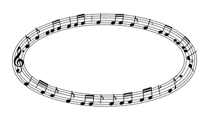Fototapeta premium Circular music notes border isolated on white background