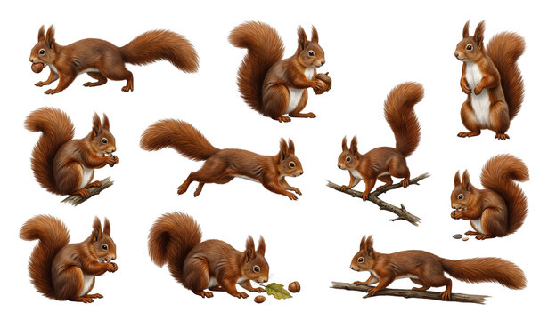 Untitled design - Realistic Eurasian Red Squirrel PNG Set with Woodland Forest Animal Poses