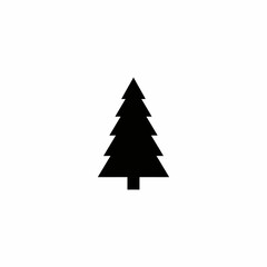 Obraz premium Pine tree black silhouette vector icon minimalist evergreen Christmas tree symbol