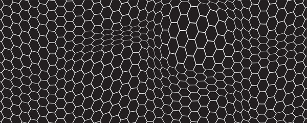 Black and white honey hexagonal cells background. geometric hive hexagonal honeycombs. Vector net dynamic eps 10 © Putra