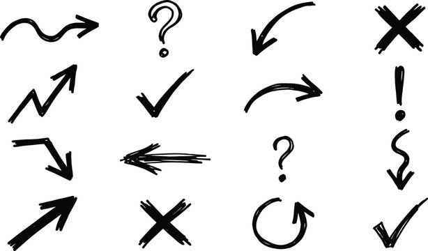 Hand drawn arrows and symbols