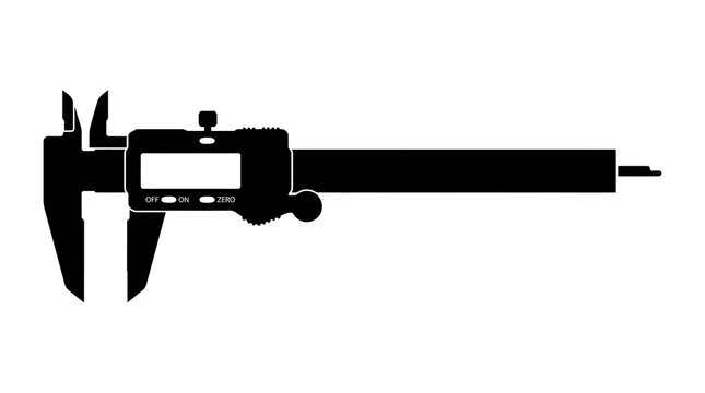Silhouette of a digital vernier caliper. Ideal for Youth Skills Day emphasizing precision measurement, engineering, mechanics, and vocational technical education.