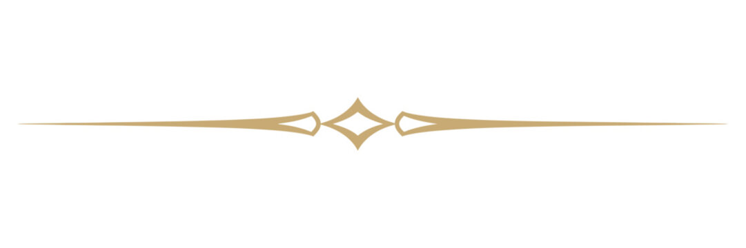 Divider line ornament, minimal luxury geometric separator, elegant golden horizontal border element, thin decorative design, editable vector illustration