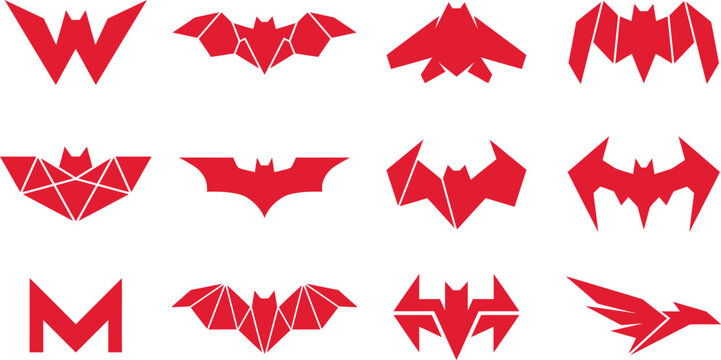 Halloween vector bundle red bat wing shapes for spooky designs graphics print