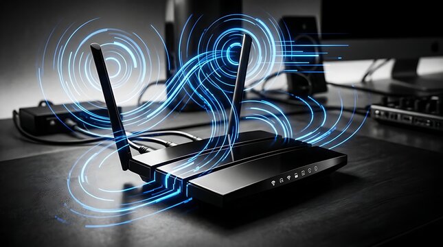 High Speed Dual Band 5 GHz Wi-Fi Router Emitting Strong Wireless Signal for Fast Internet Network