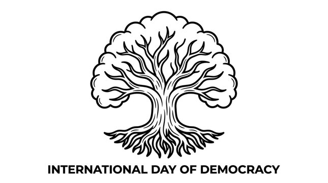 International Day of Democracy Concept with Tree of Life Illustration