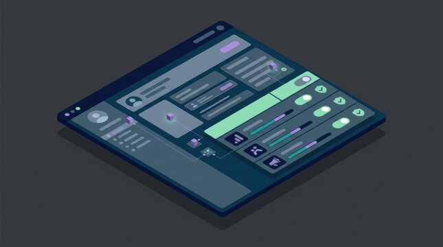 This artwork displays a user interface for a privacy application featuring sliders, switches, and text boxes, designed for clarity and usability.