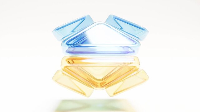 Yellow blue glass triangles shape bg rotate endless 4k