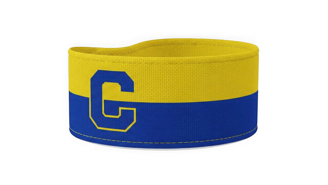 Yellow and blue captain's armband isolated on transparent background