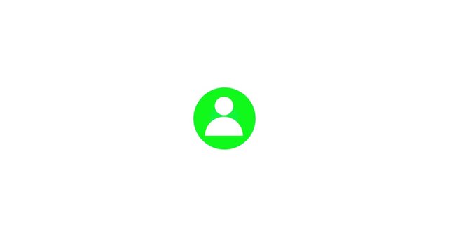 people icon on black and white background. Communication man profile icon 4k video animation white alpha chnanel.