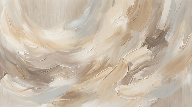 Abstract beige and white brush strokes on canvas background texture