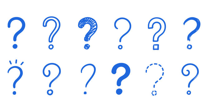 Question marks set. Hand drawn brush icon set on a white background